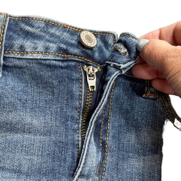 KanCan Hi-Low Fringed Denim Mini Skirt SMALL - Picture 6 of 14